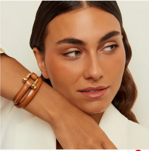 Pulsera Grillete Roll - Bañado en Oro · Cuero