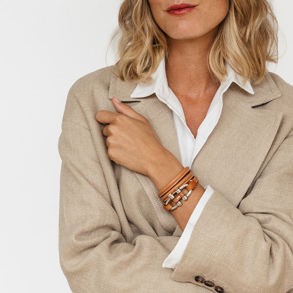 Pulsera Doble Grillete Roll Plata