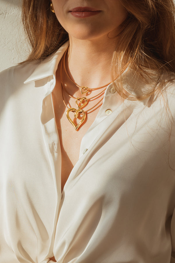 Collar 3 Cuero Corazón
